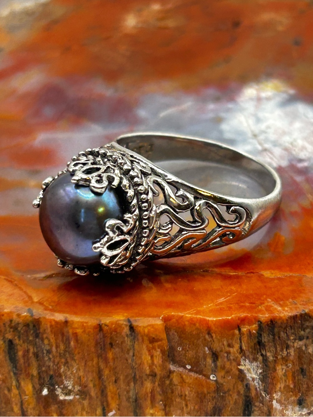 Sterling Silver Freshwater Pearl Ring - Size 9
